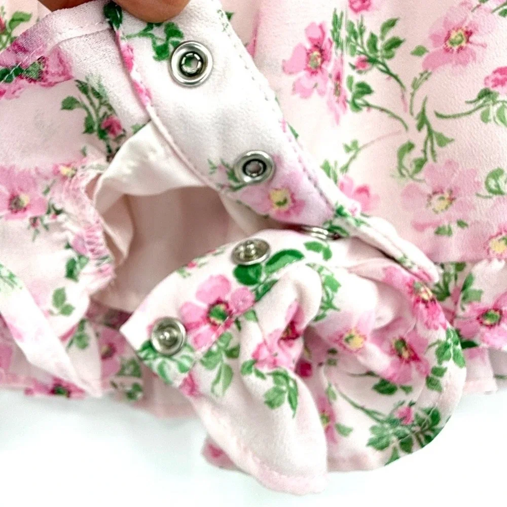Janie and Jack Pink Floral Ruffle Chiffon Romper 18-24 Months Easter‎